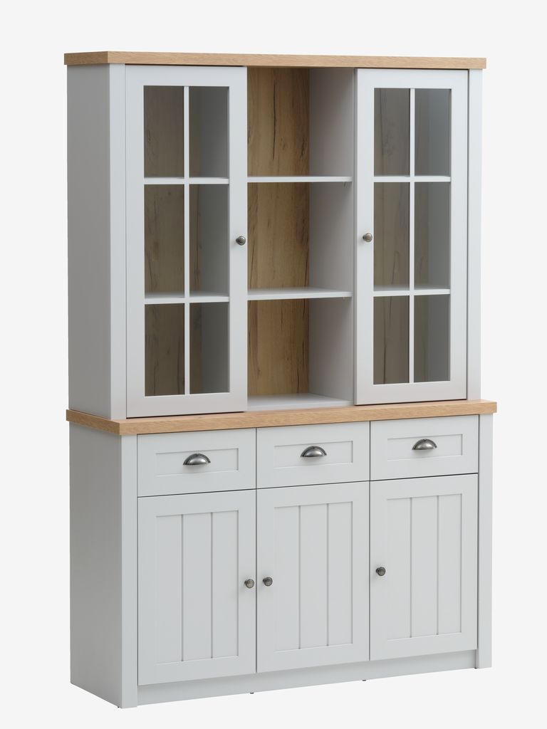 Top section MARKSKEL 2 doors light grey/oak colour