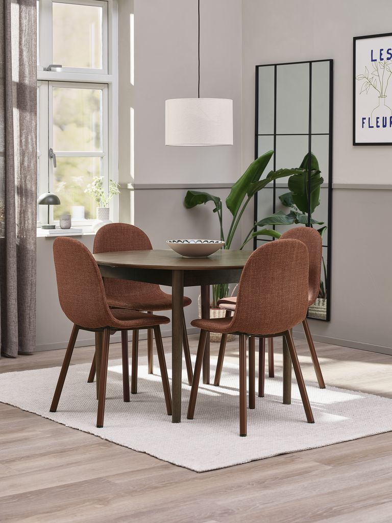MARSTRAND D110 table dark oak + 4 EJSTRUP chairs terracotta