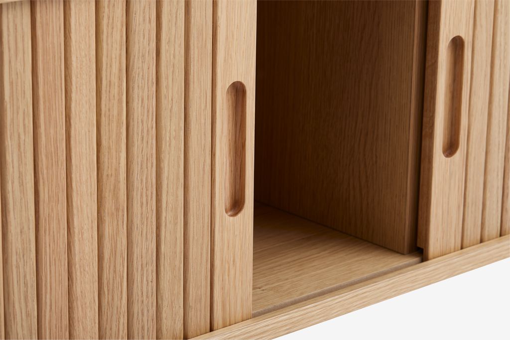 TV bench LYNGVIG 120cm 2 tambour doors natural oak