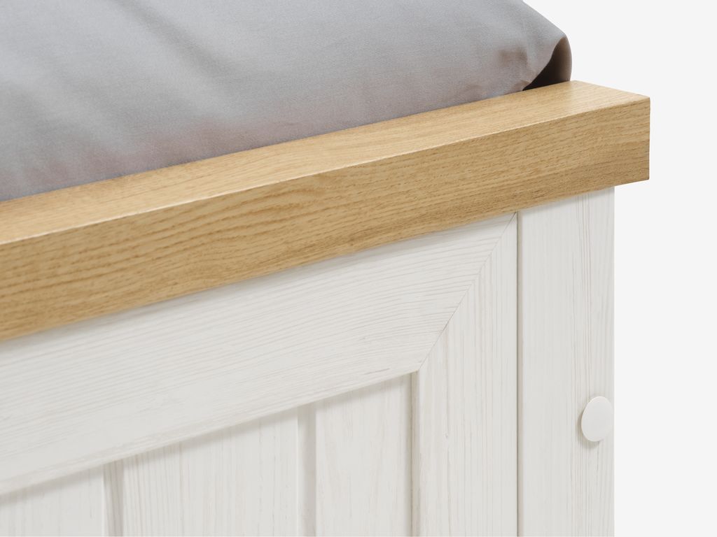 Bed frame MARKSKEL Double oak/white