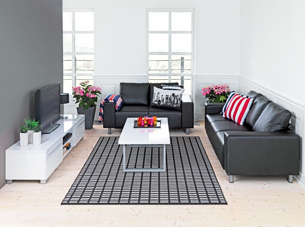 TV bench AAKIRKEBY 2 drawers 1 shelf white high gloss