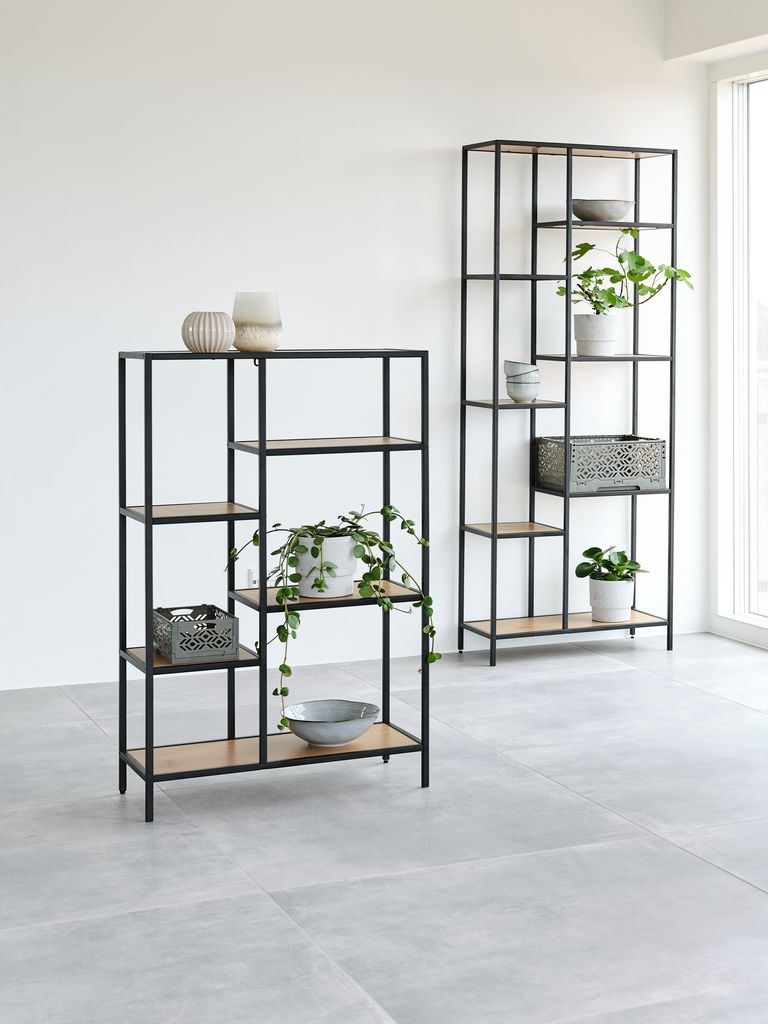 Shelving unit TRAPPEDAL 5 shel.oak/black