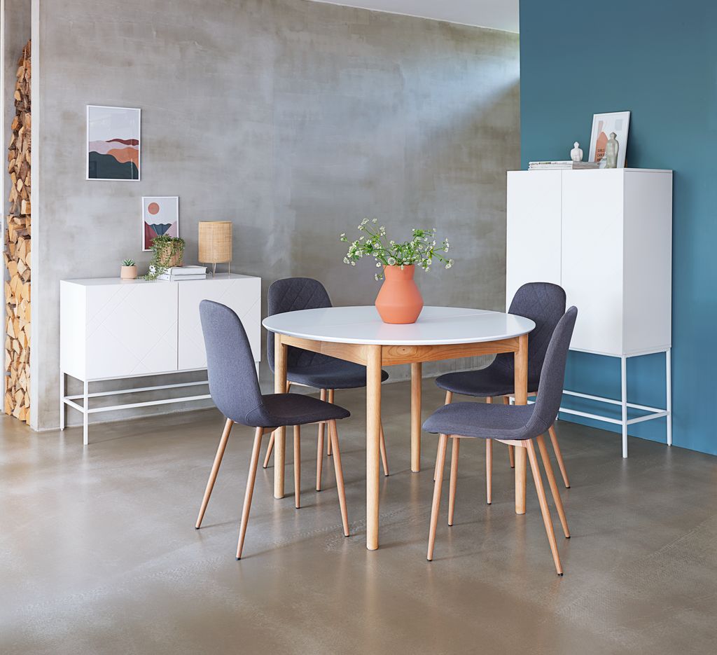 Dining table MARSTRAND D110/110x200 white/natural