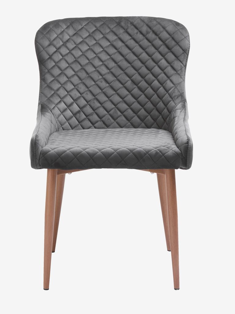 Dining chair PEBRINGE velvet grey/oak