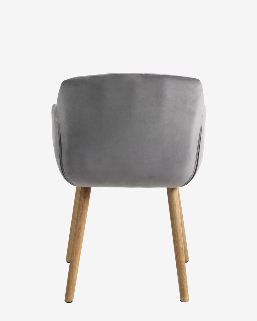 Dining chair ADSLEV grey velvet/natural
