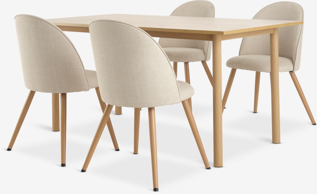 ALSTED L160 table oak + 4 THORUP chairs beige/oak