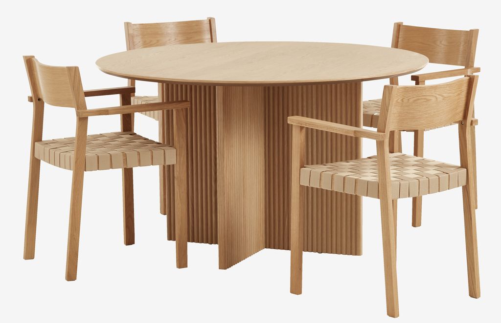 VESTERBORG D130 table oak + 4 VADEHAVET chairs oak