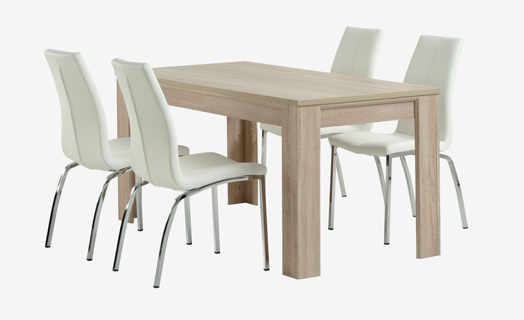 HASLUND L160 table oak + 4 HAVNDAL charis white