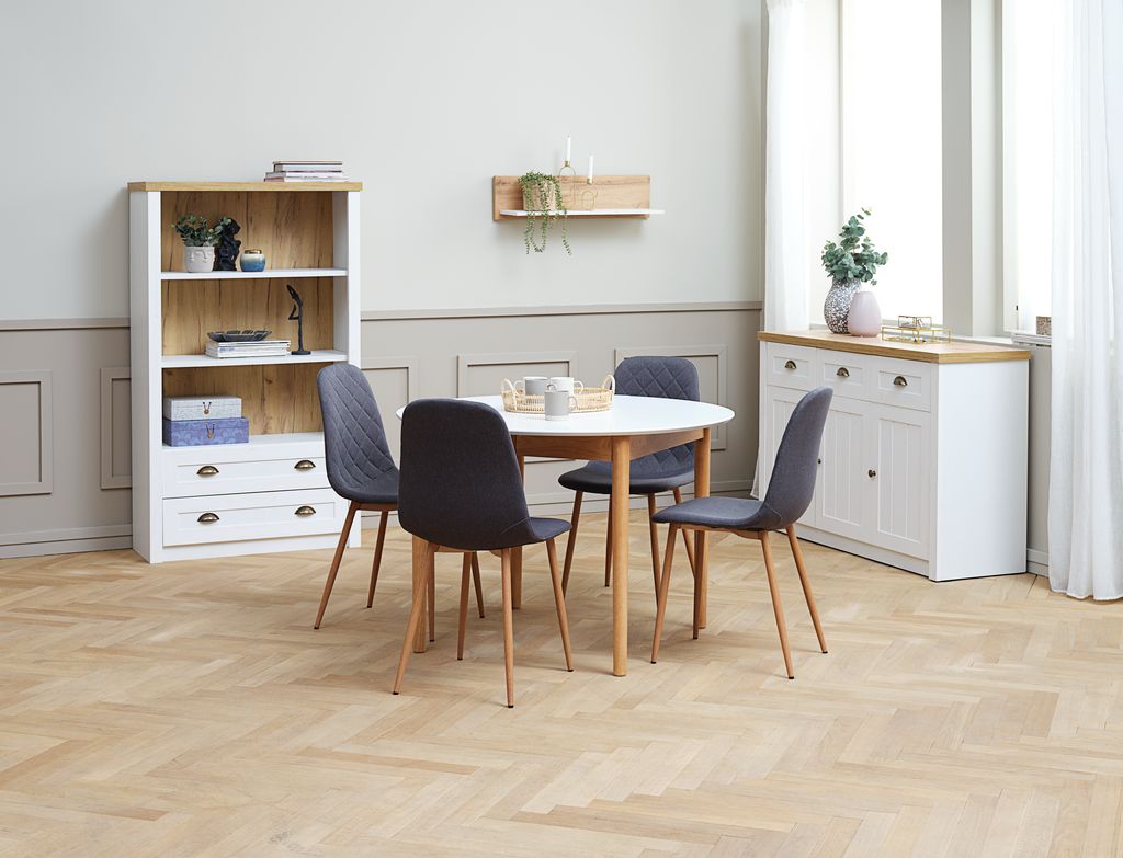 Dining table MARSTRAND D110/110x200 white/natural