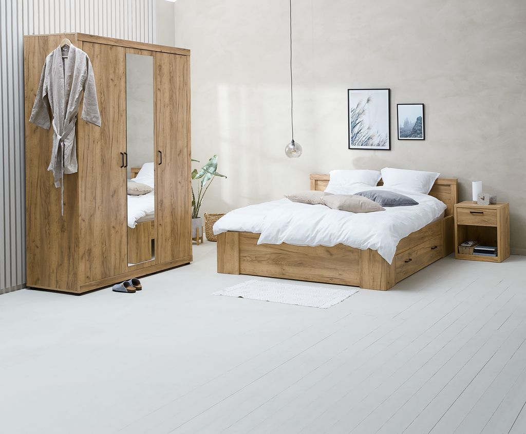 Wardrobe LINTRUP 157x220 3 doors oak colour