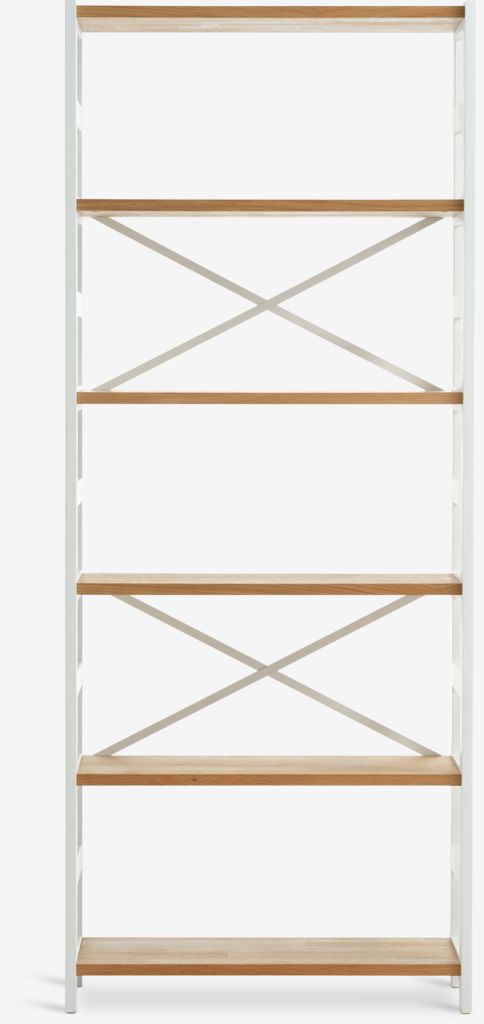 Shelving unit INTRUP wide 6 shelves white/oak
