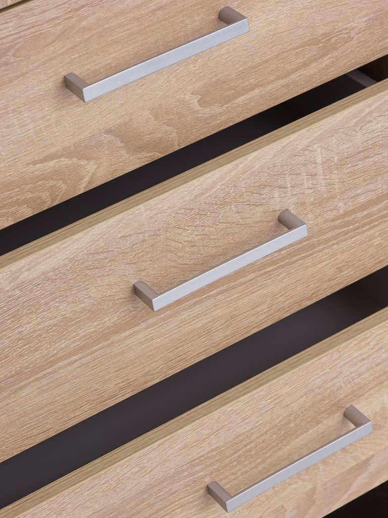 Wardrobe FANDRUP 145x176 3 doors 3-draw light oak colour