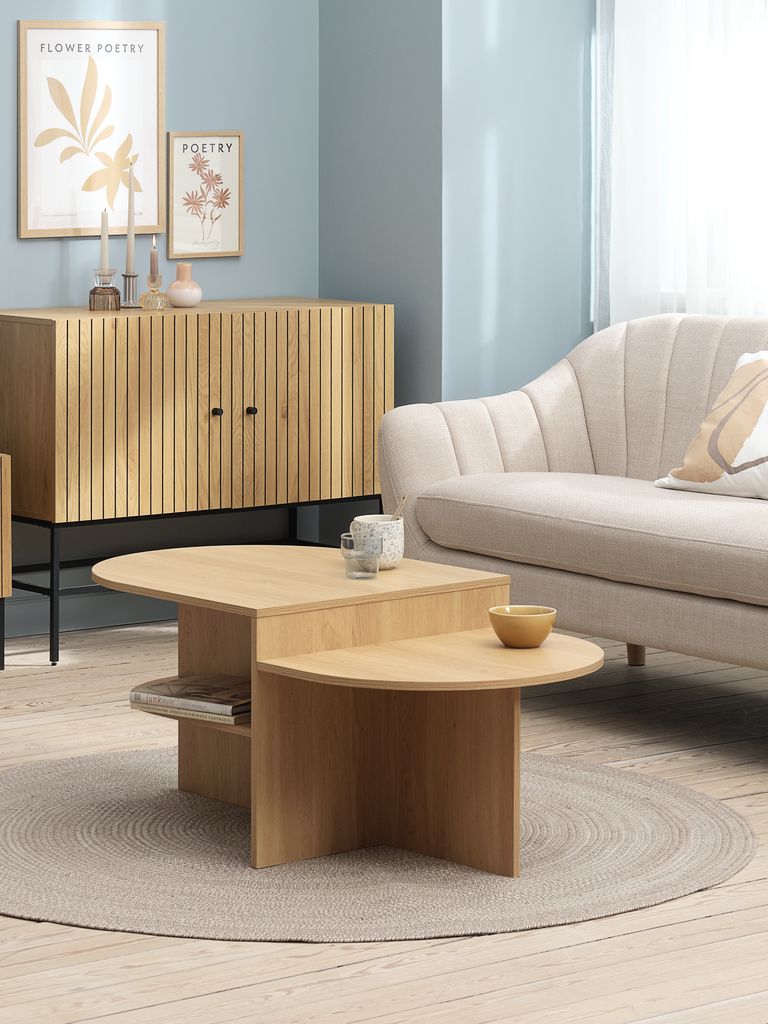 Coffee table LISBJERG 60x107 w/shelf natural oak colour