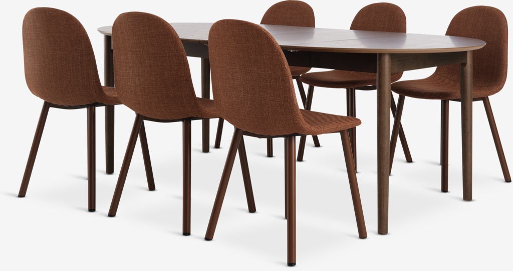 MARSTRAND D110 table dark oak + 4 EJSTRUP chairs terracotta
