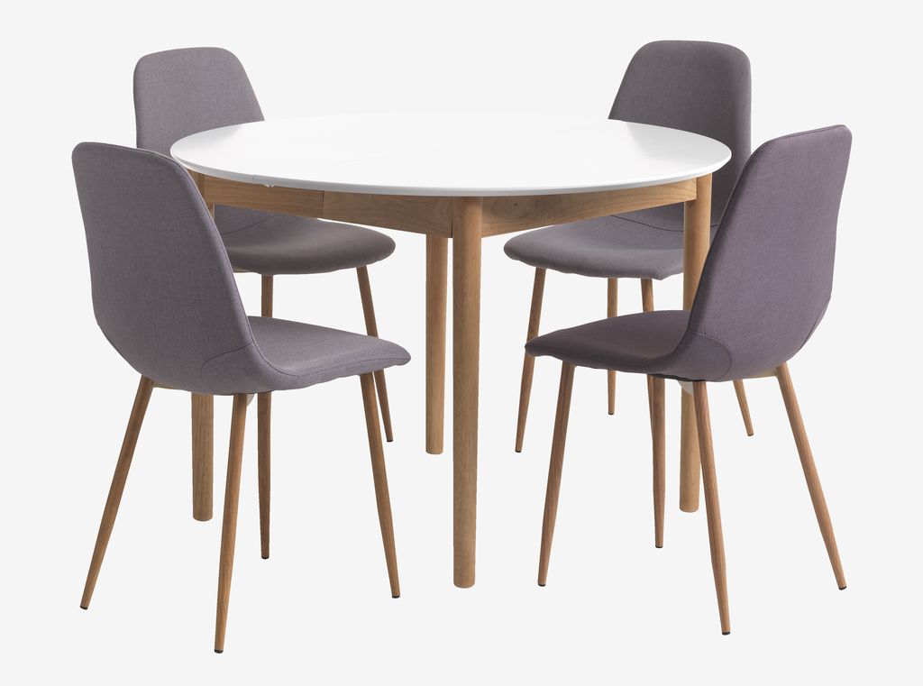 MARSTRAND D110 table white + 4 JONSTRUP chairs grey/oak