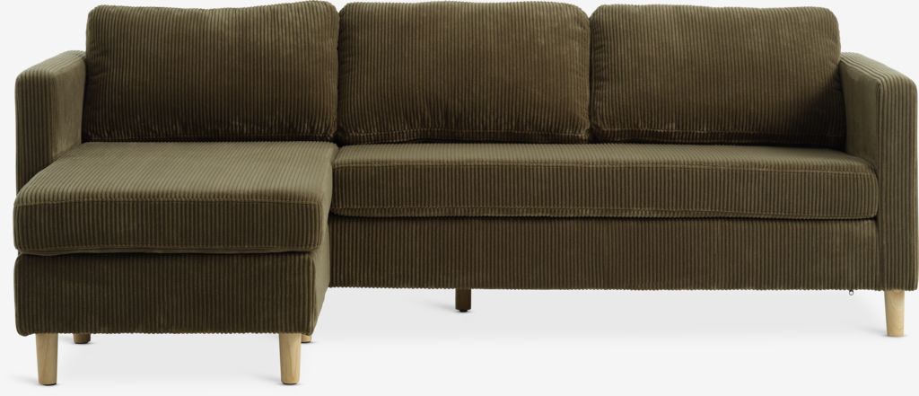 Sofa FALSLEV chaise longue olive green corduroy