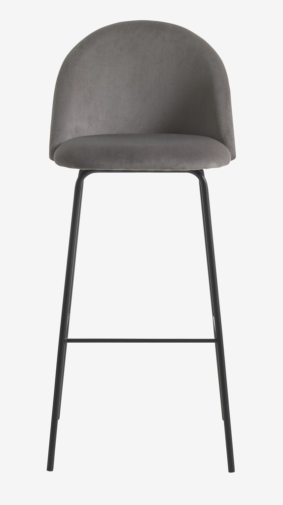 Bar stool GRINDSTED velvet grey/black