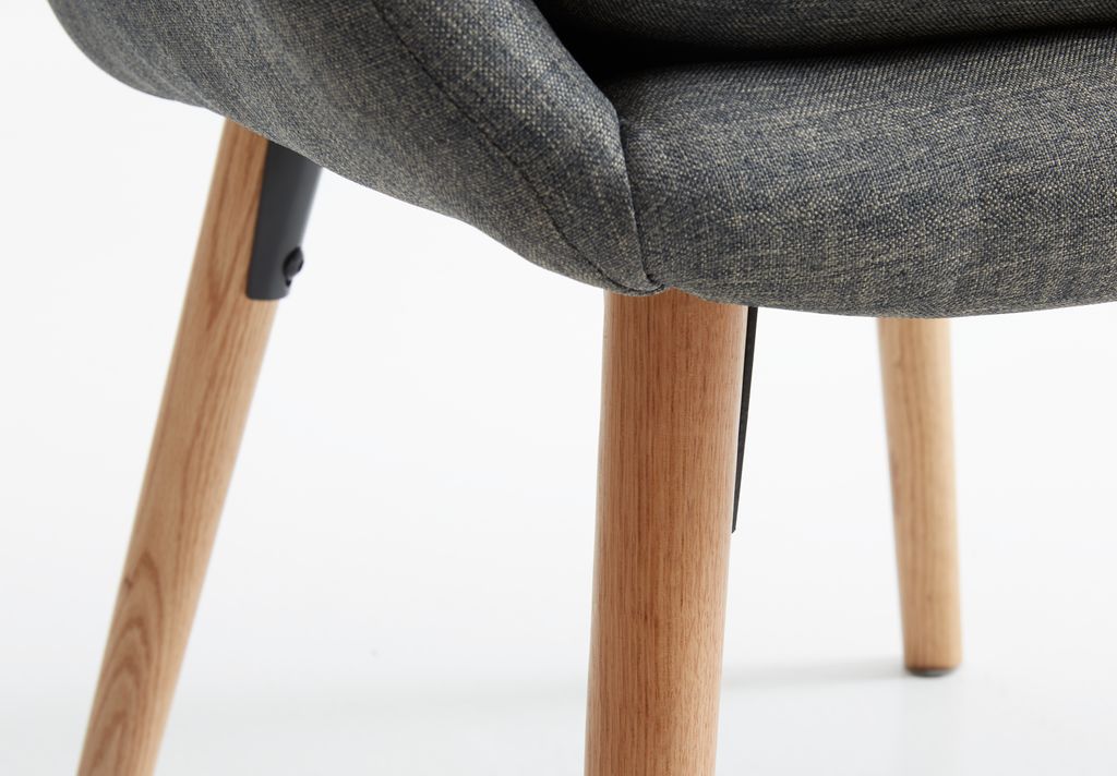 Armchair UDSBJERG grey fabric/oak