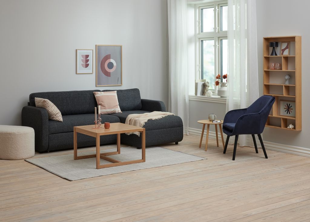 Armchair UDSBJERG blue velvet/black