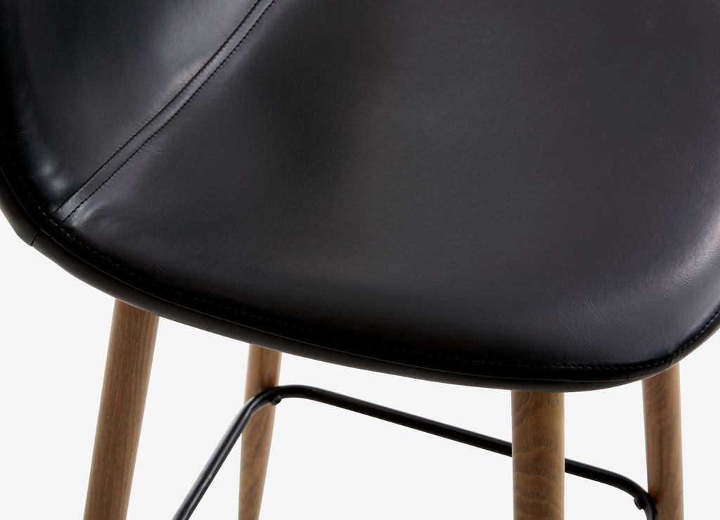 Bar stool JONSTRUP black faux leather/oak colour