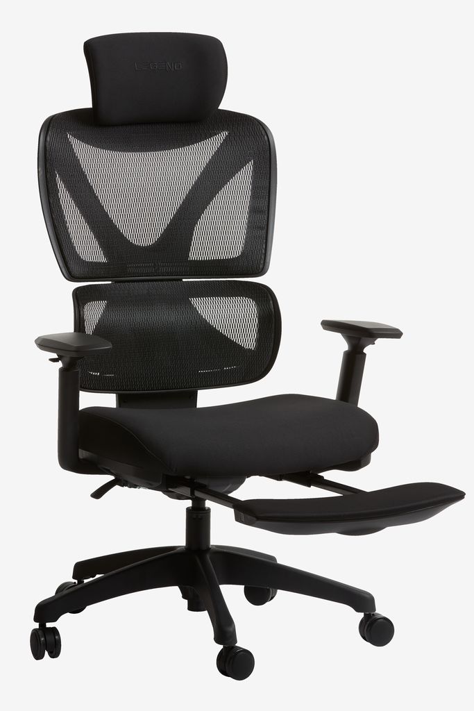 Gaming chair GERLEV w/leg support black