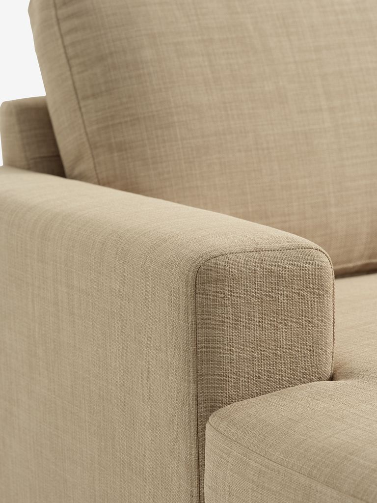 Sofa EGENSE chaise longue sand fabric/oak colour