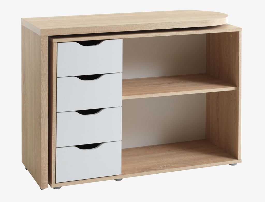 Desk LANGAGER 41-107x107-165 light oak colour/white