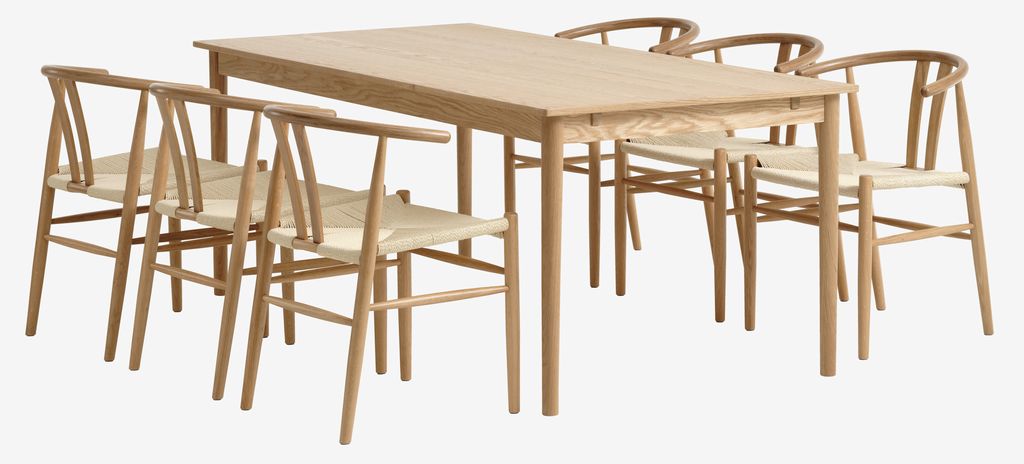 MARSTRUP L190/280 table oak + 4 GUDERUP chairs oak/natural