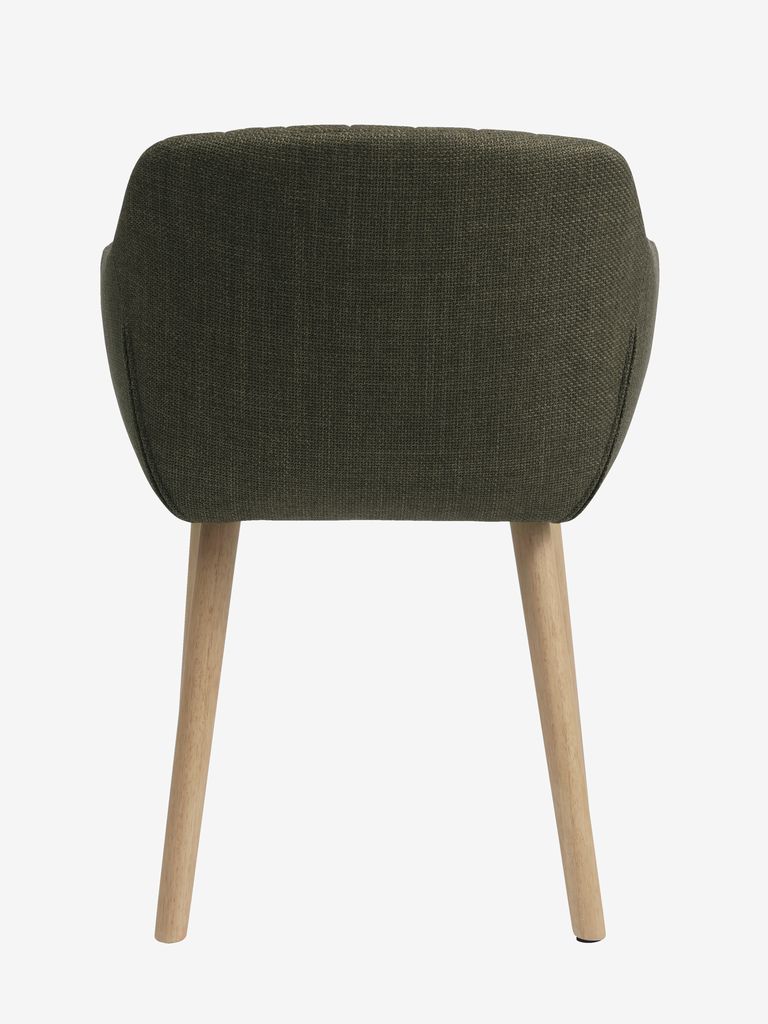 Dining chair ADSLEV olive green fabric/oak colour