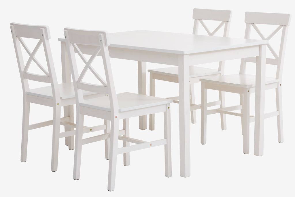 EJBY L118 table white + 4 EJBY chairs white