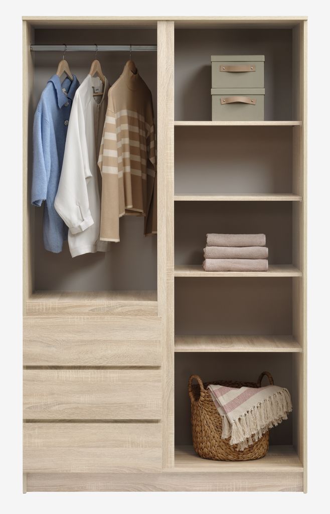 Wardrobe LIMFJORDEN 120x200 combi light oak colour