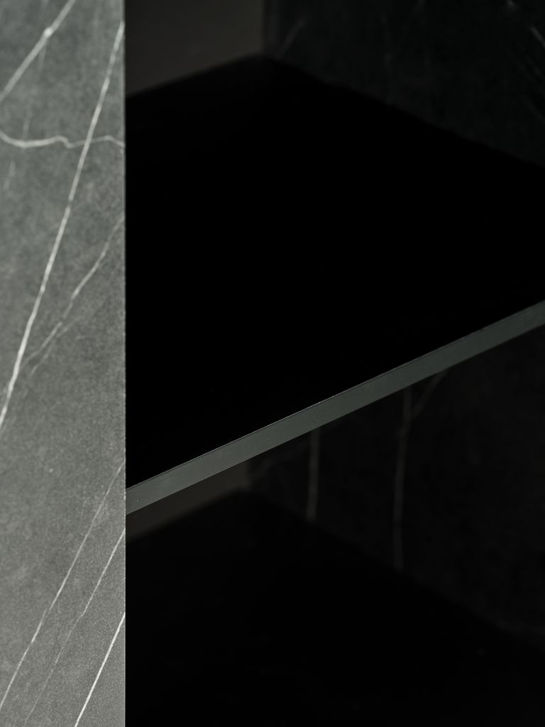 Sideboard KRONDAL 3 doors black/marble colour