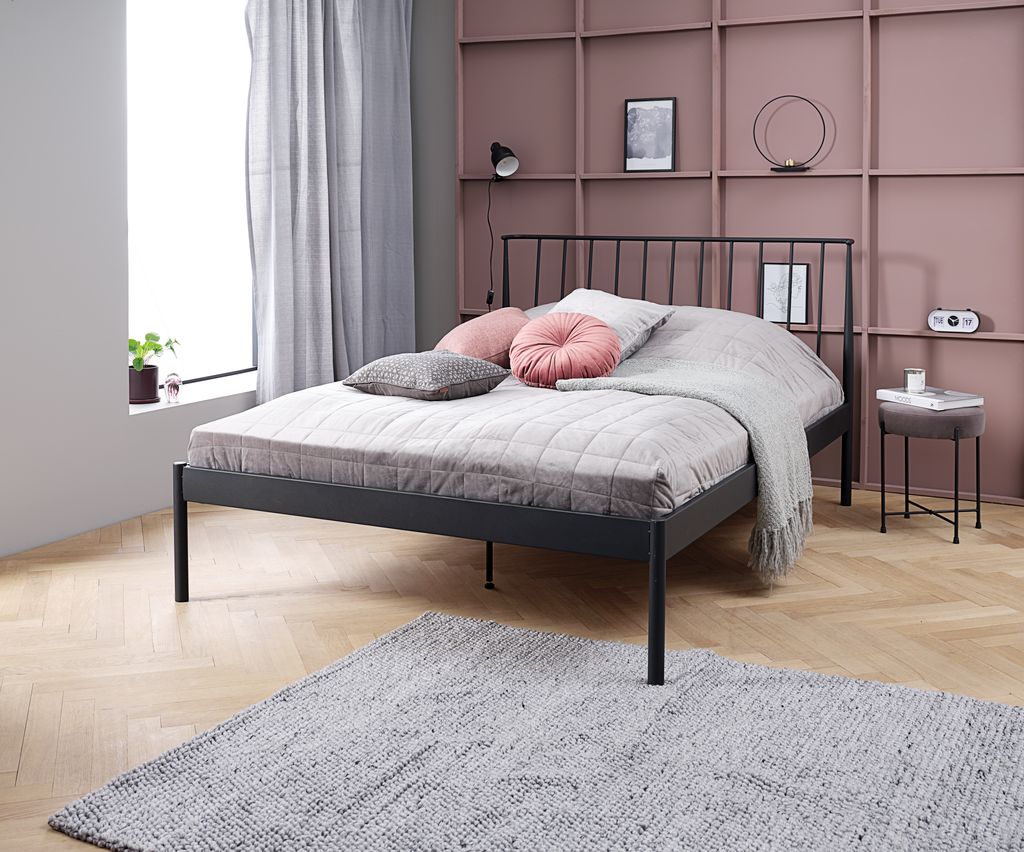 Bed frame ABILDRO Euro double black