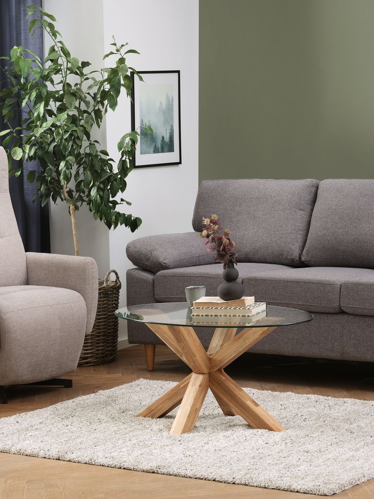 Coffee table AGERBY 60x100 glass/oak