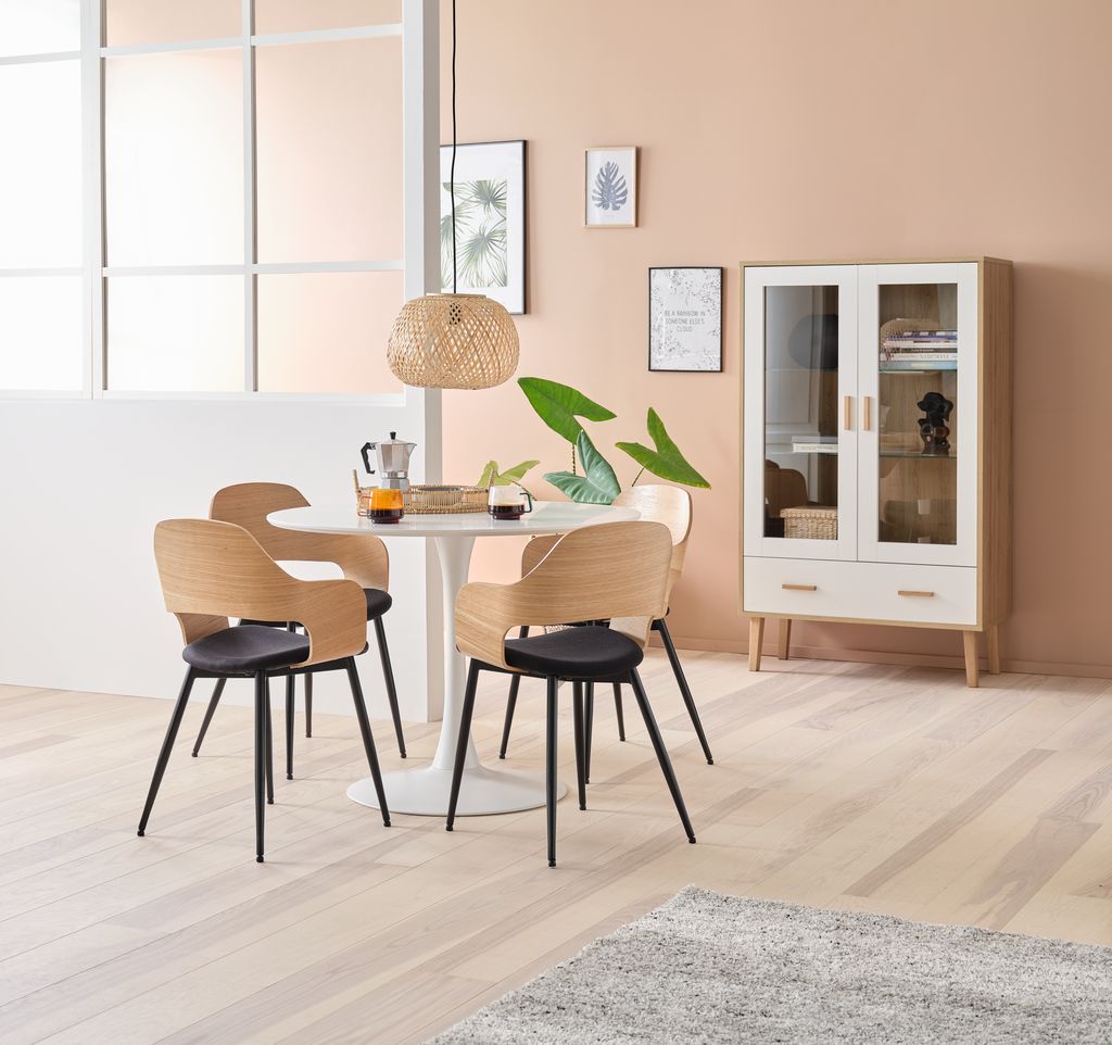 Dining chair HVIDOVRE oak/black fabric