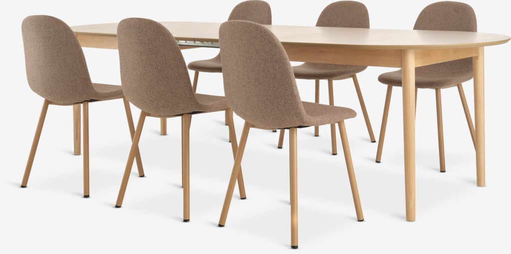 MARSTRAND L200/280 table oak + 4 EJSTRUP chairs dark sand
