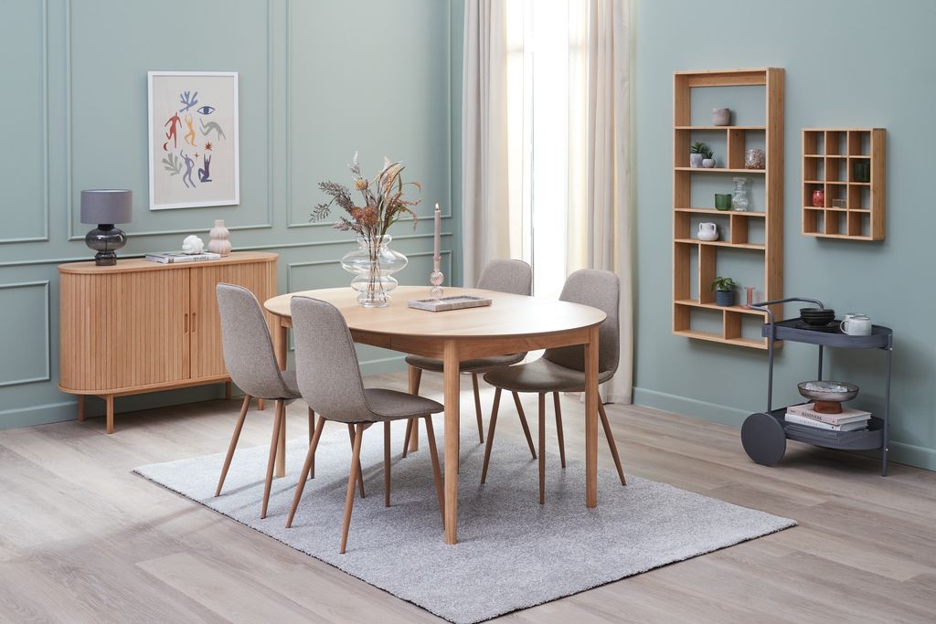 MARSTRAND D110 table oak + 4 UK BISTRUP chairs sand