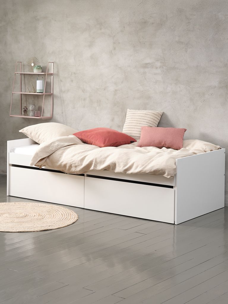 Bed w/storage TANGBJERG 90/180x200 white