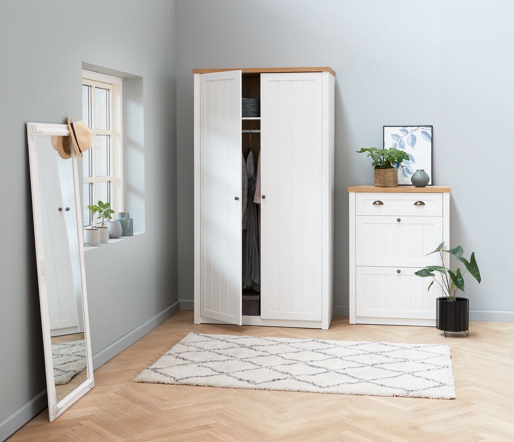 Wardrobe MARKSKEL 112x210 white/oak colour