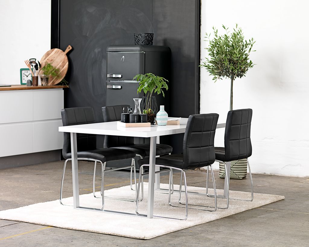 Dining chair HAMMEL black faux leather/chrome