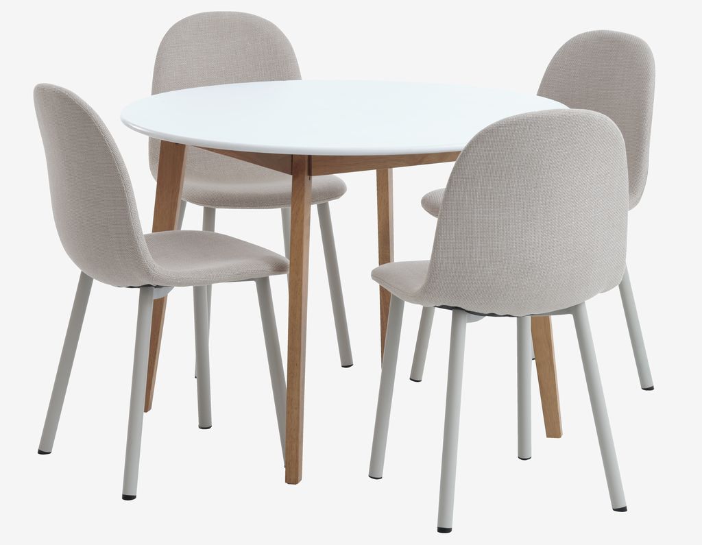 JEGIND D105 table white + 4 EJSTRUP chairs beige