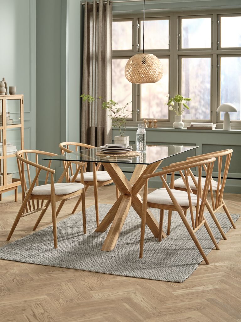 AGERBY L160 table oak + 4 ARNBORG chairs oak/off-white