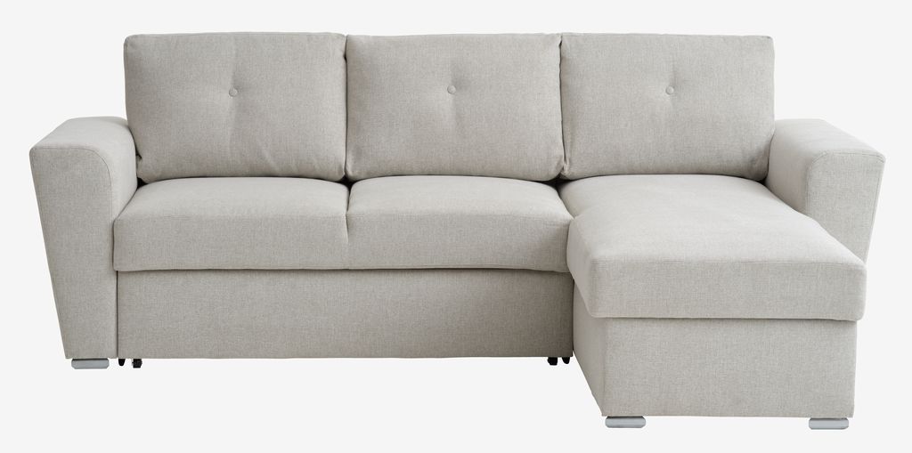 Sofa bed chaise longue VEJLBY light sand fabric