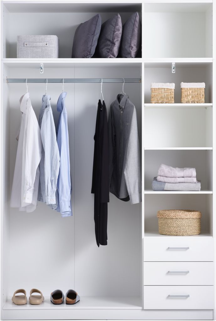 Wardrobe FANDRUP 145x176 3 doors 3 drawers white