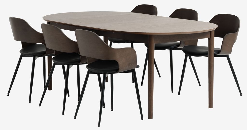 MARSTRAND D110 table dark oak+4 HVIDOVRE chairs dark oak