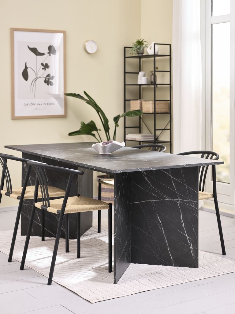 KRONDAL L180 table marble + 4 JYDERUP chairs black/natural