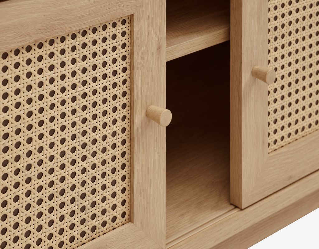 TV bench HALMSTAD 2 sliding doors oak colour