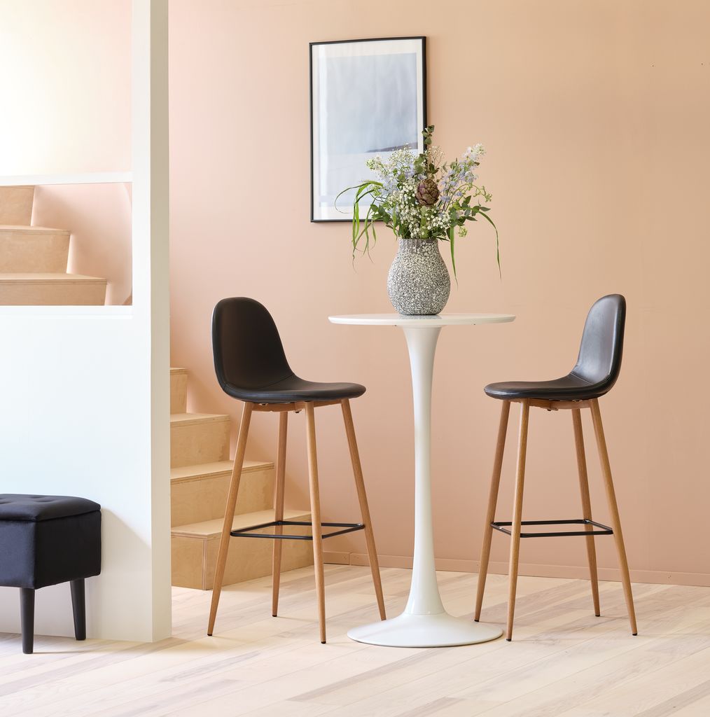 Bar stool JONSTRUP black faux leather/oak colour