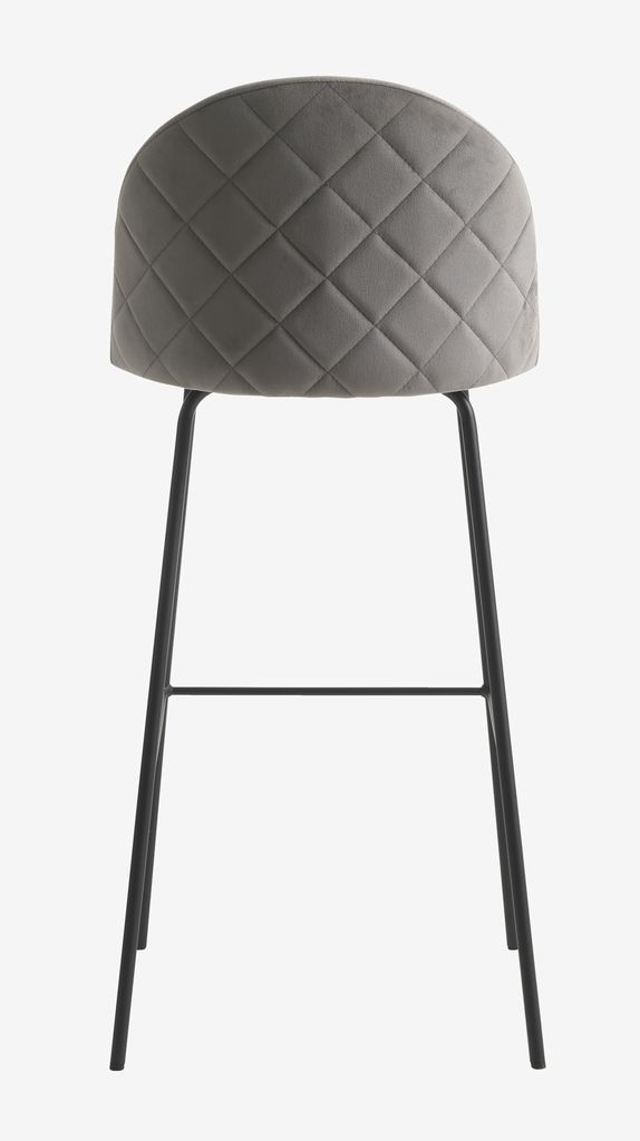 Bar stool GRINDSTED velvet grey/black