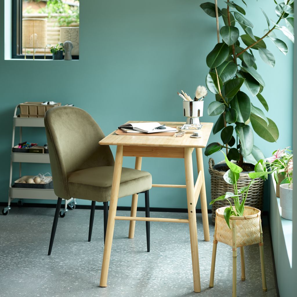 Dining chair VASBY velvet olive/black